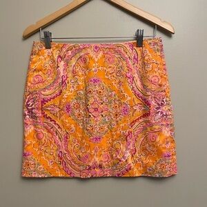 J Crew Orange Paisley Skirt Size 2